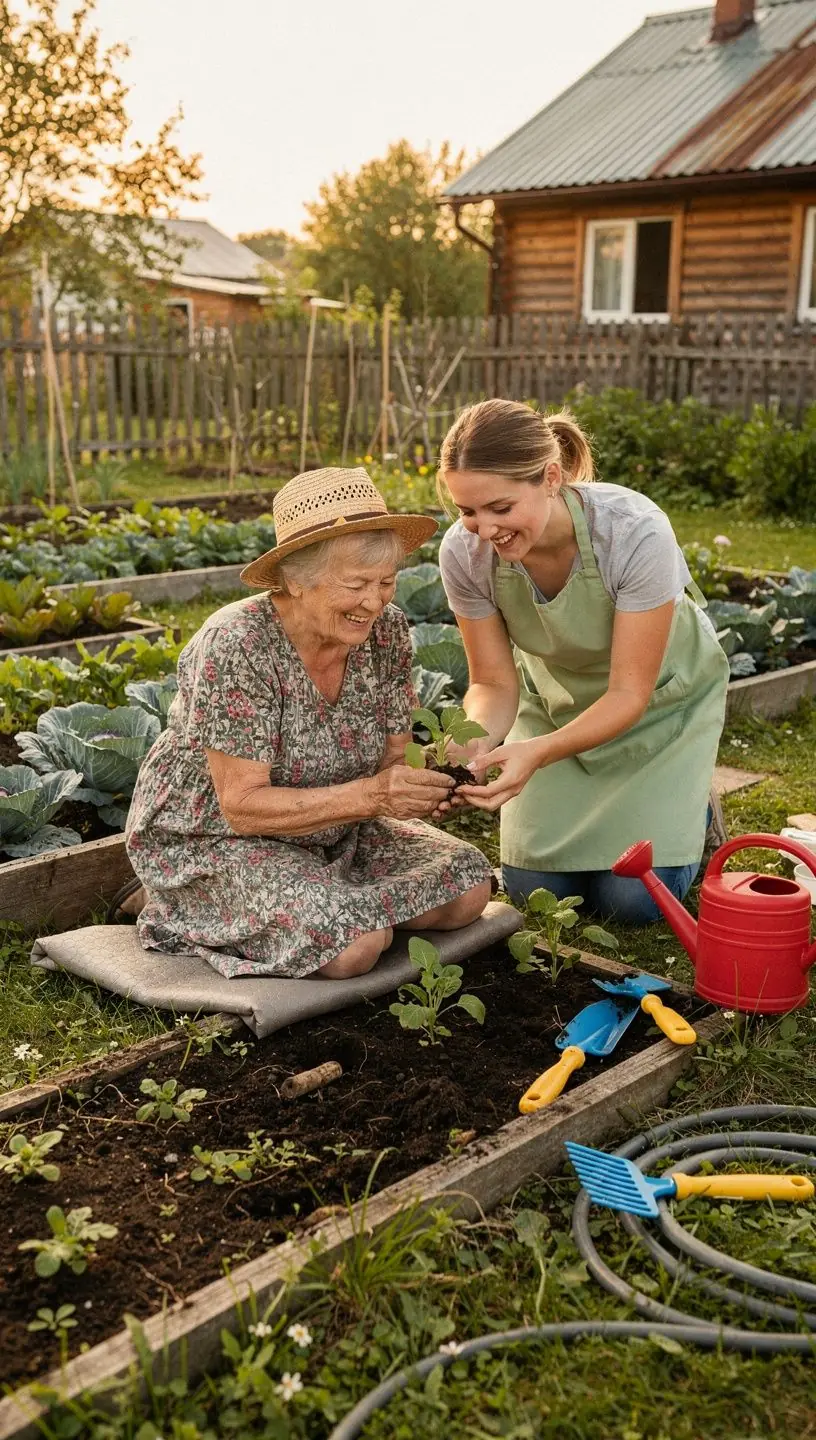 Seniors, kurš lasa grāmatu saulainā dārzā, izbaudot mierīgu brīdi.